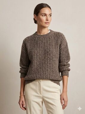See By Chloe Ribbed Crewneck Sweater - Taupe Brown